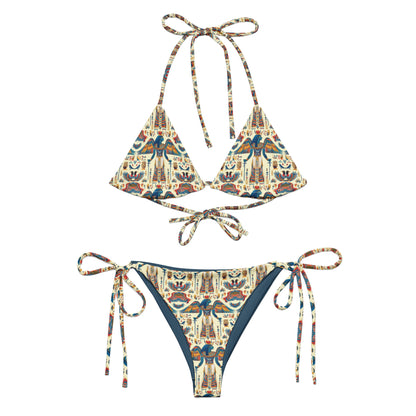 Egyptian Blue God Print Triangle Bikini