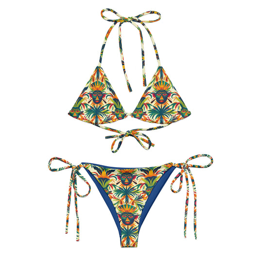 Brazil Carnival Mask Print Triangle Bikini