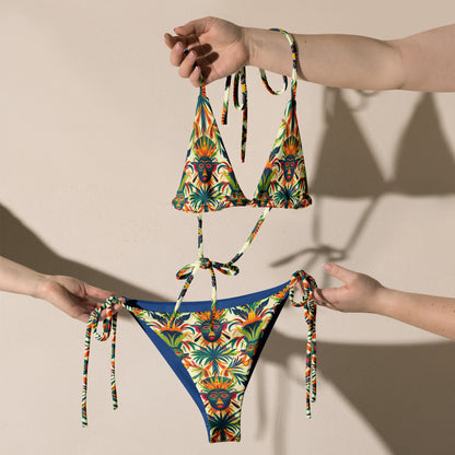 Brazil Carnival Mask Print Triangle Bikini