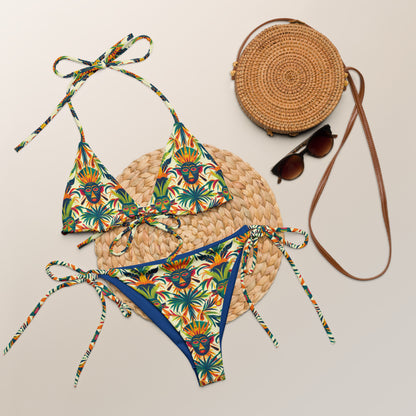 Brazil Carnival Mask Print Triangle Bikini