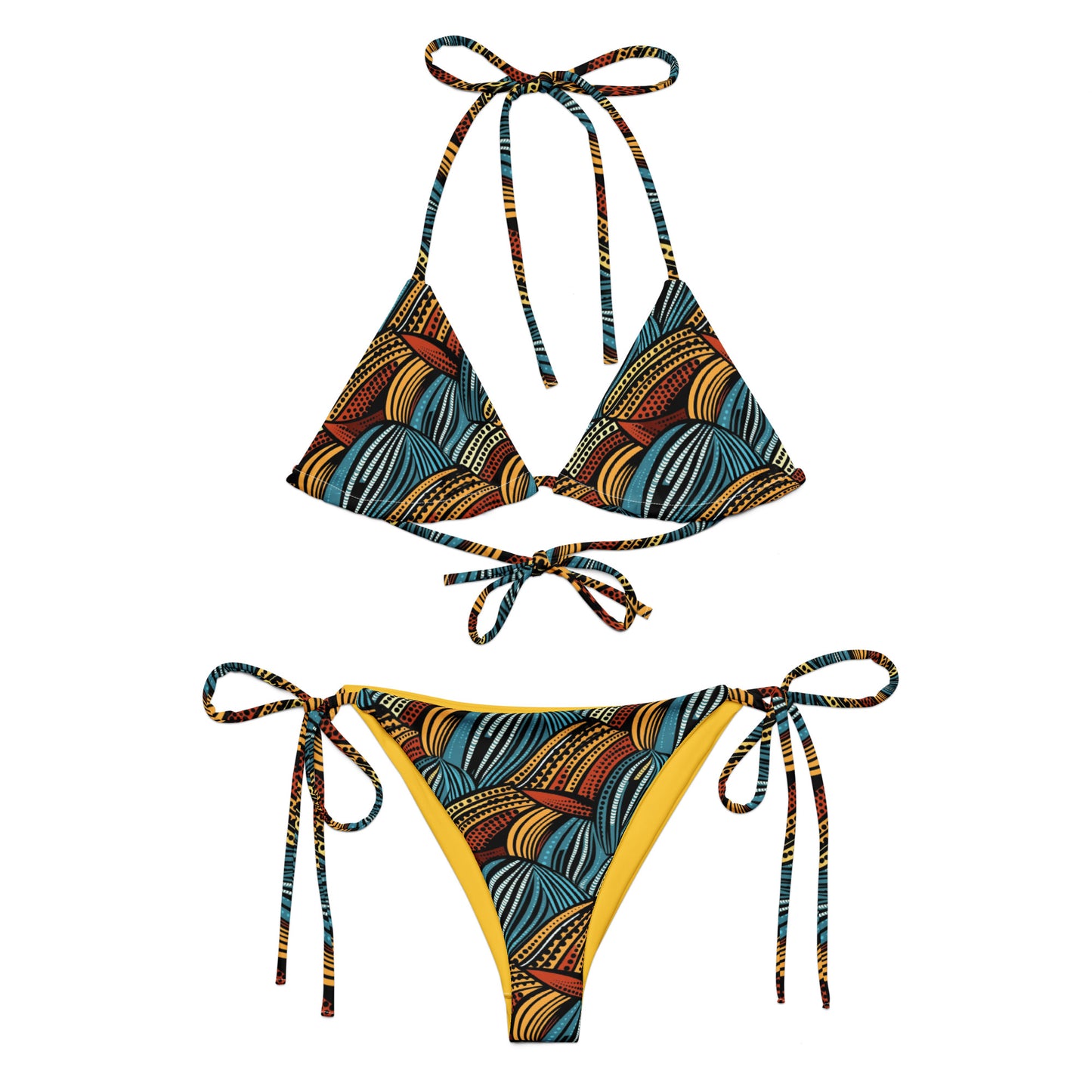 African Multicolors Print Triangle Bikini