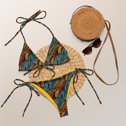 African Multicolors Print Triangle Bikini