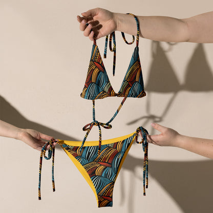 African Multicolors Print Triangle Bikini