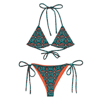 African Blue Eyes Print Triangle Bikini