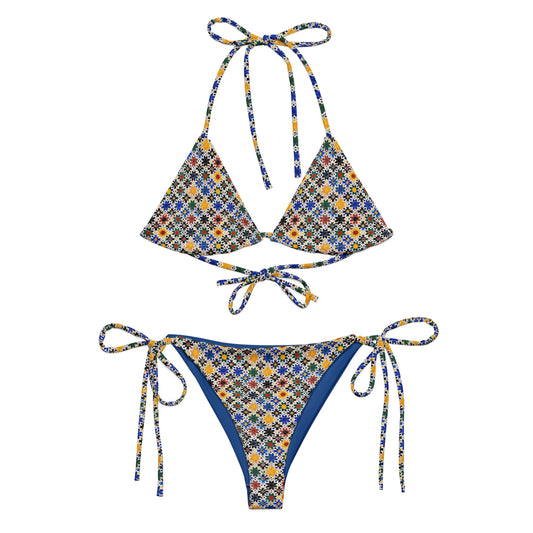 Moroccan Multicolors Mosaic Print Triangle Bikini