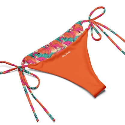 Turquoise and Orange Flamingo Animal Print Triangle Bikini