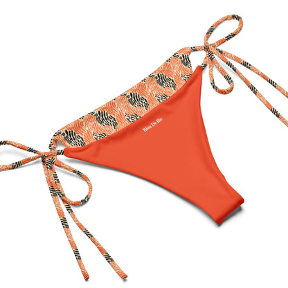 Black And Orange Tiger Animal Print Triangle Bikini