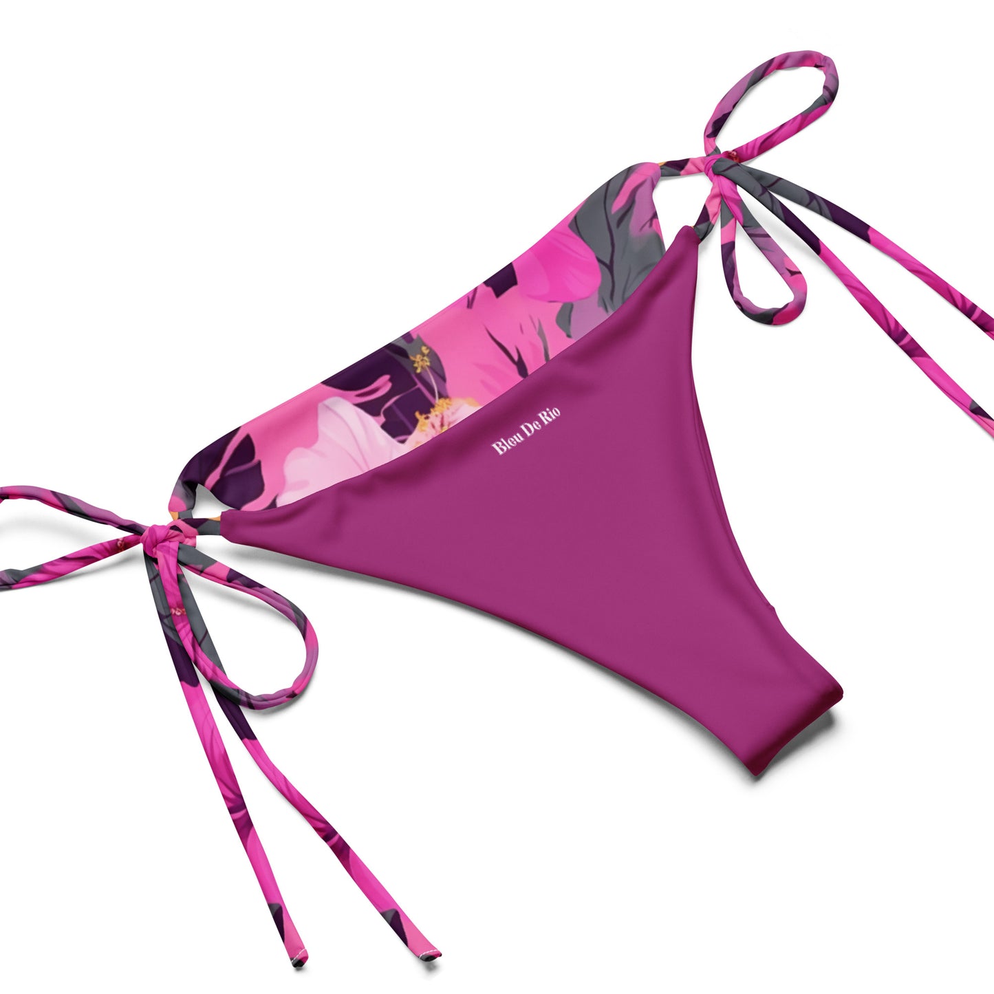 Pink And Purple Hibiscus Flower Print Triangle Bikini