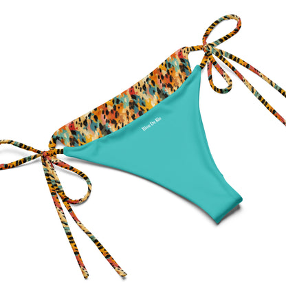 Turquoise Big Cat Animal Print Triangle Bikini