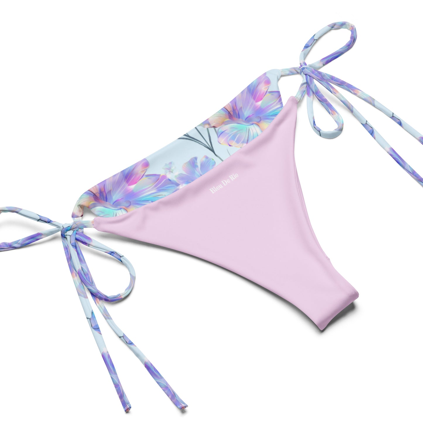 Holographic Blue Hibiscus Triangle Bikini