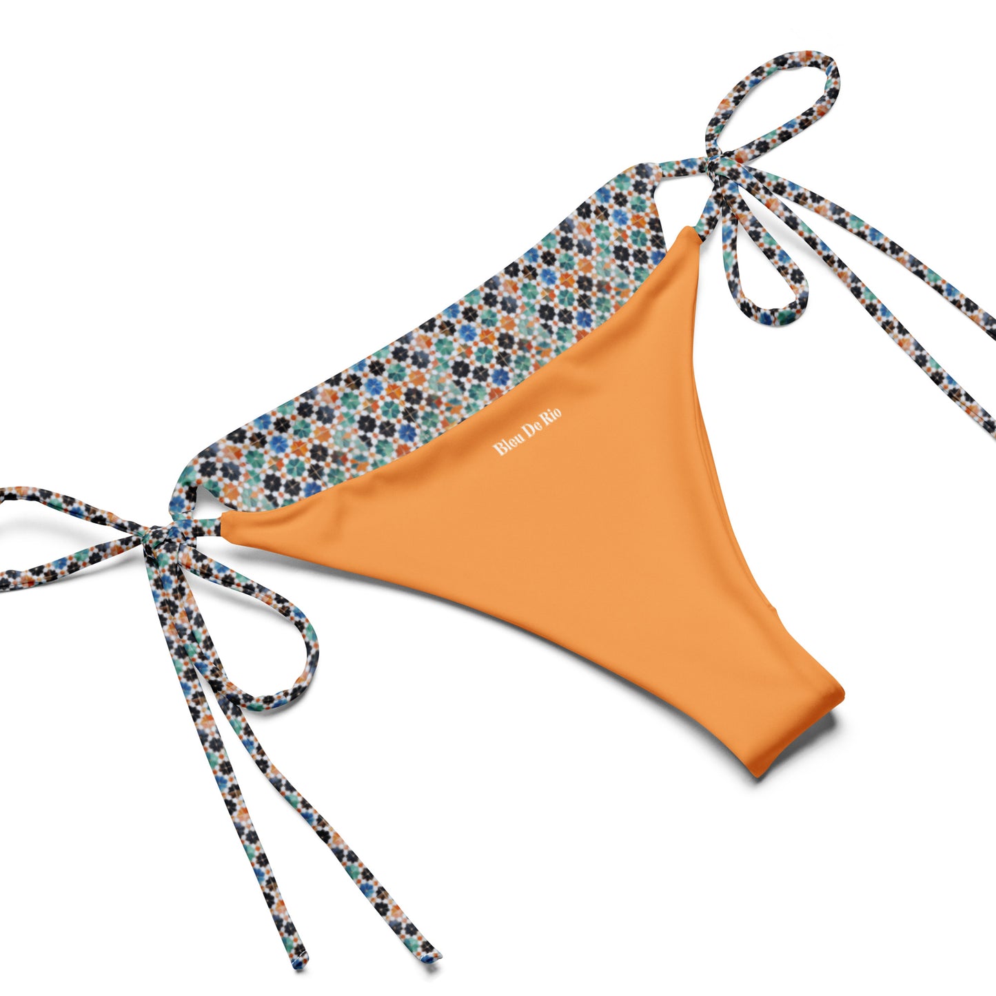 Moroccan Orange and Green Mosaic Tiles Triangle Bikini