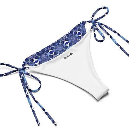 Moroccan White And Blue Tile Print Triangle Bikini