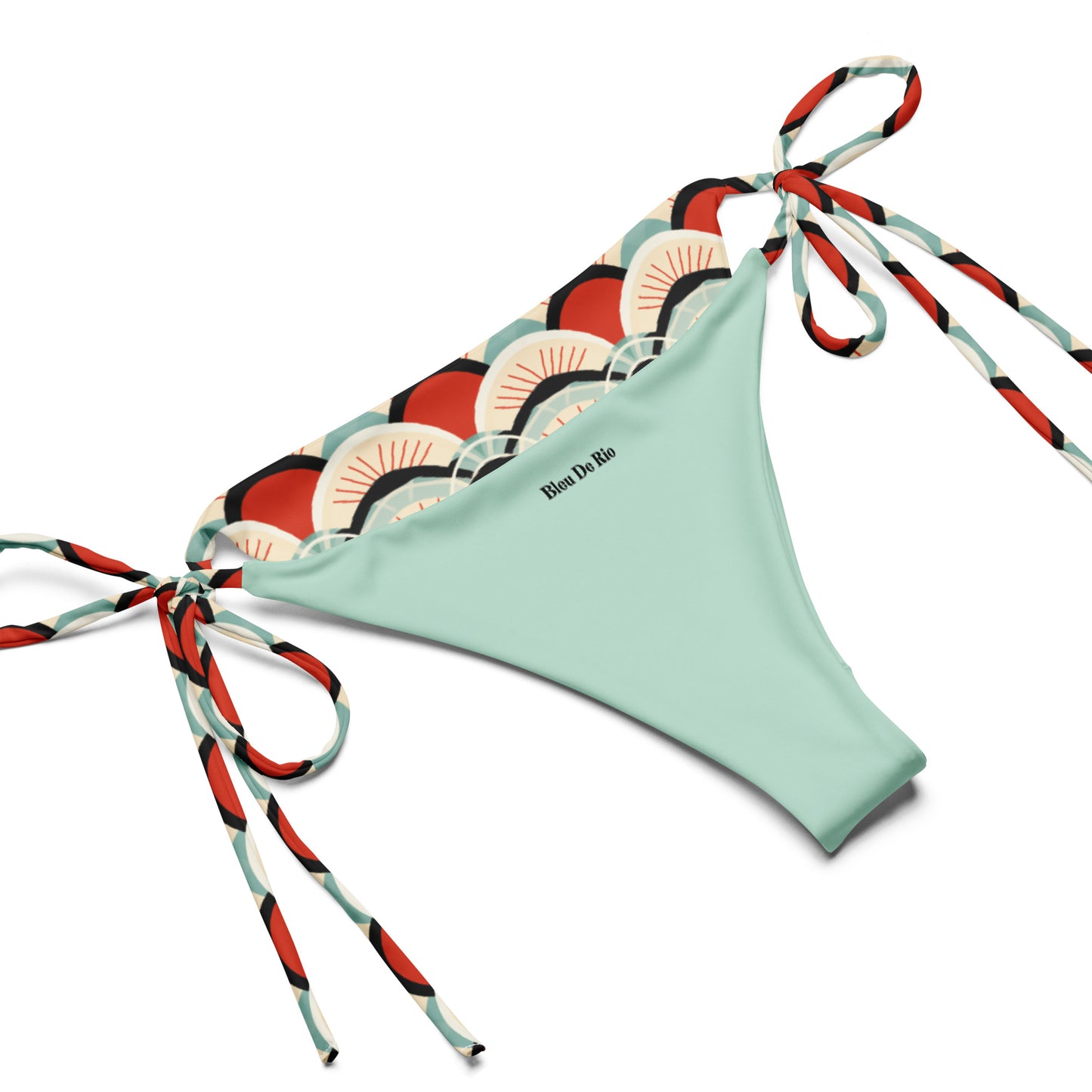 Japanese Red and Turquoise Print Triangle Bikini