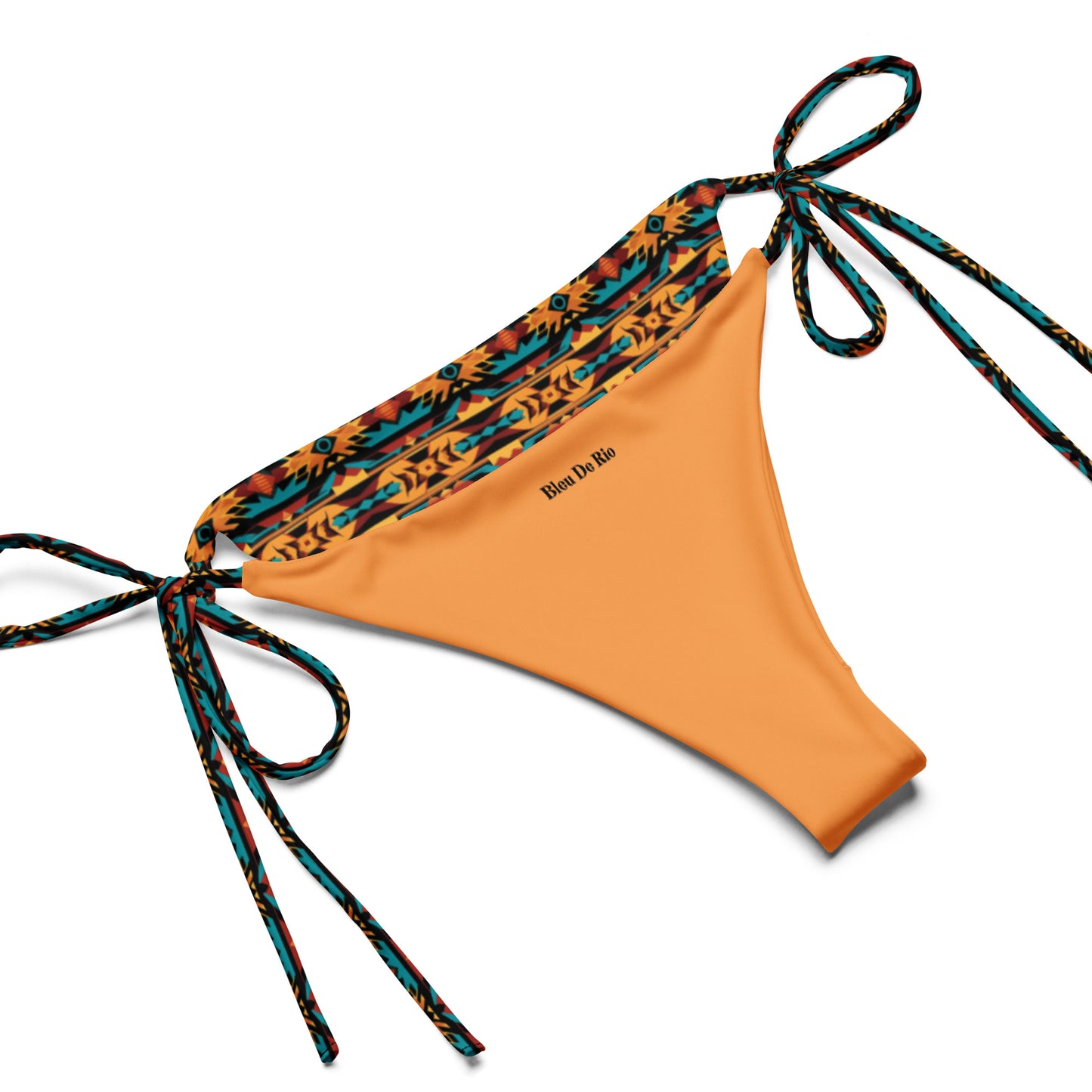 Native American Orange And Blue Print Triangle Bikini