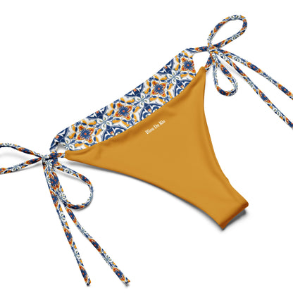 Portugal Bleu And Yellow Mosaic Tile Print Triangle Bikini