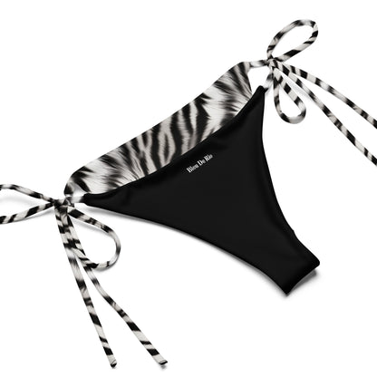 Zebra Black And White Fur Animal Print Triangle Bikini