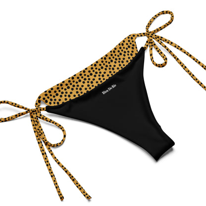 Black And Yellow Dot Fur Animal Print Triangle Bikini