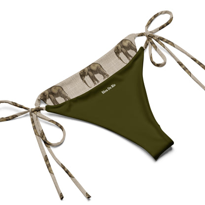 African Beige Elephant Print Triangle Bikini