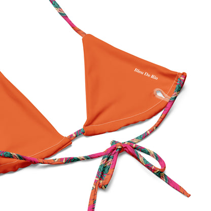 Turquoise and Orange Flamingo Animal Print Triangle Bikini