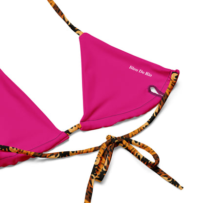 Caramel Feline Animal Print Triangle Bikini