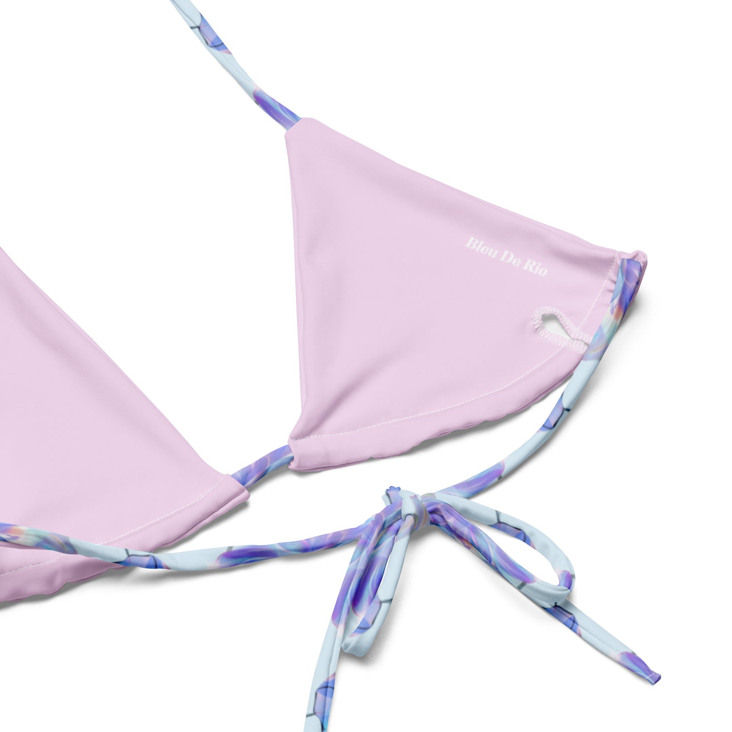 Holographic Blue Hibiscus Triangle Bikini