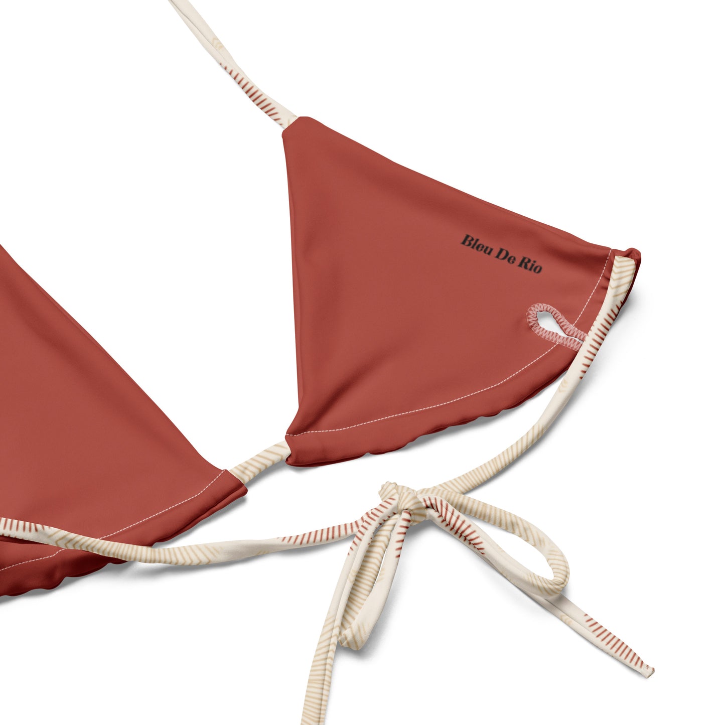 Japanese Red and Beige Fish Skin Print Triangle Bikini