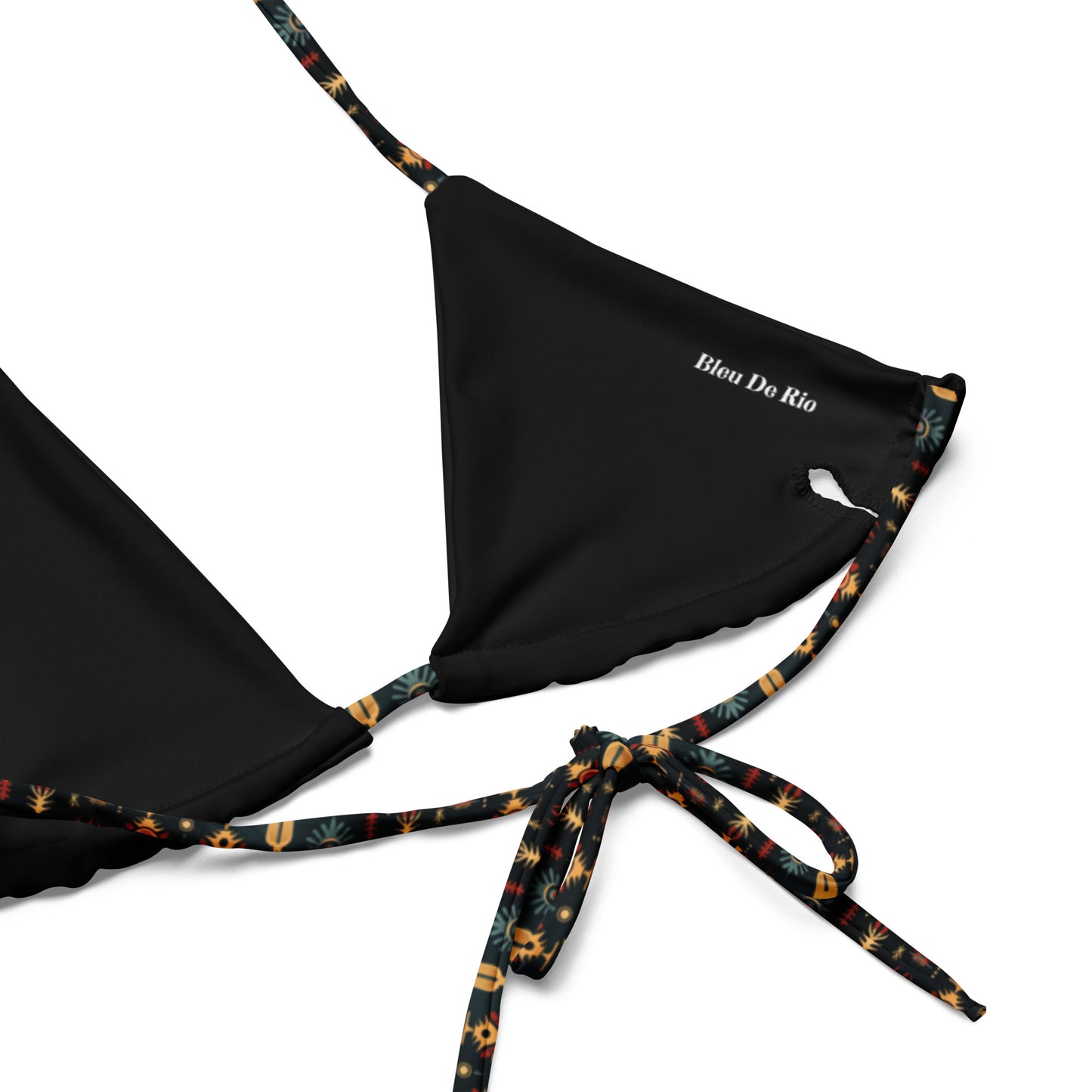 Native American Black And Yellow Print Triangle Bikini