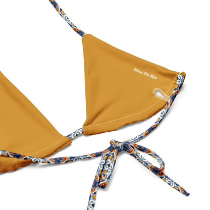 Portugal Bleu And Yellow Mosaic Tile Print Triangle Bikini