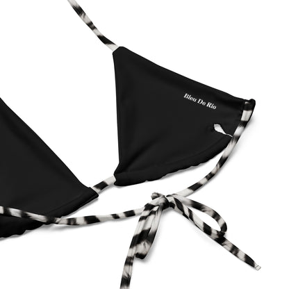 Zebra Black And White Fur Animal Print Triangle Bikini