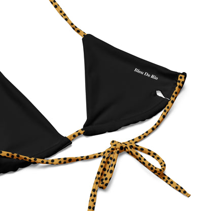 Black And Yellow Dot Fur Animal Print Triangle Bikini