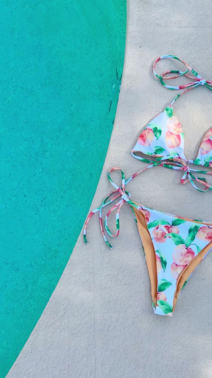 Peachy Peach Fruit Triangle Bikini