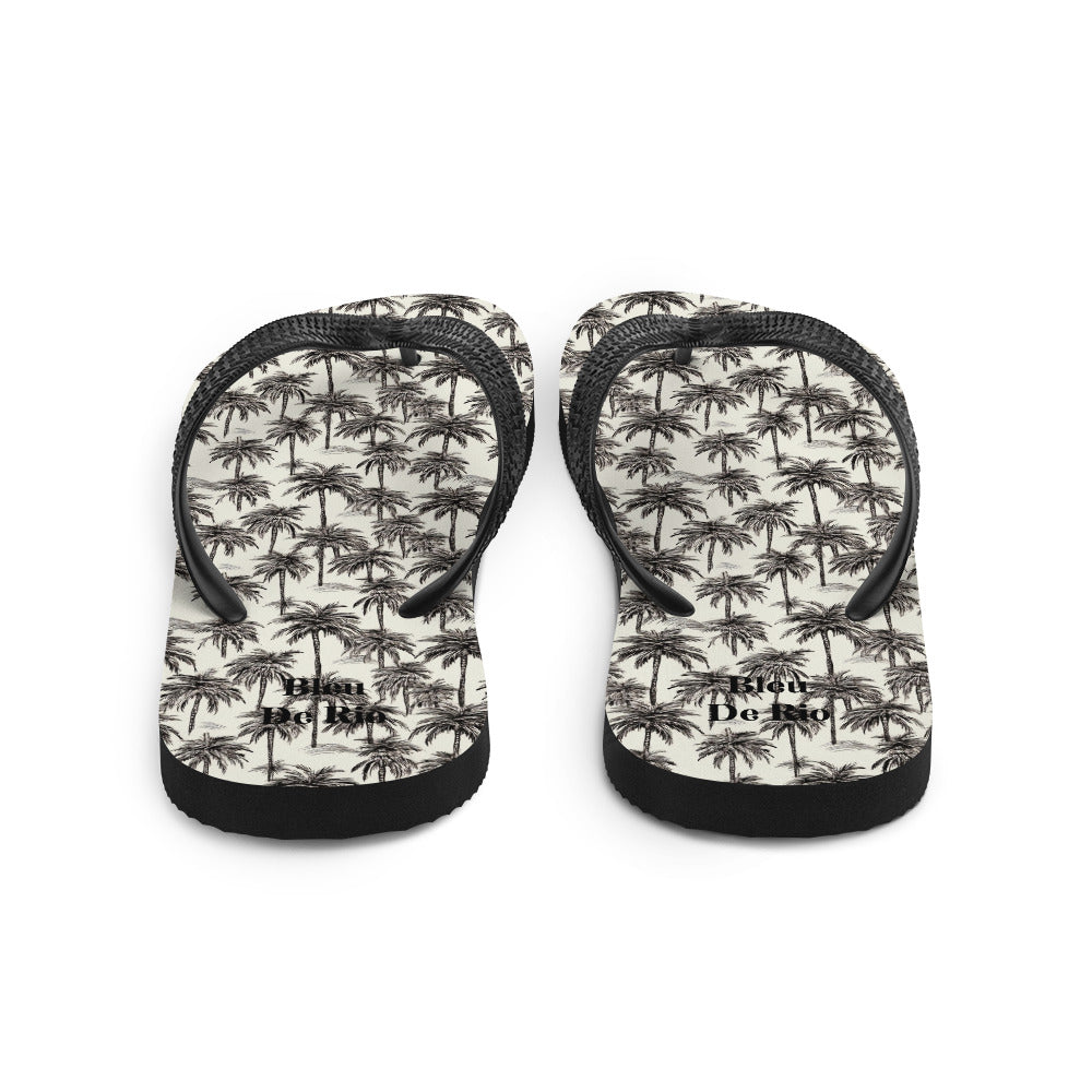 Black And White Palm Tree Brazil Flip-Flops