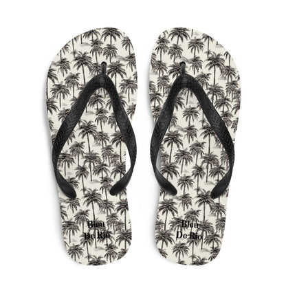 Black And White Palm Tree Brazil Flip-Flops